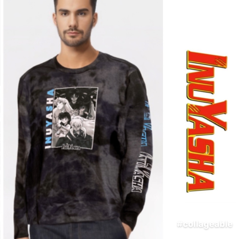 Inuyasha | Purple Black Cloud Tie Dye Long Sleeve Graphic Tee | Size Large